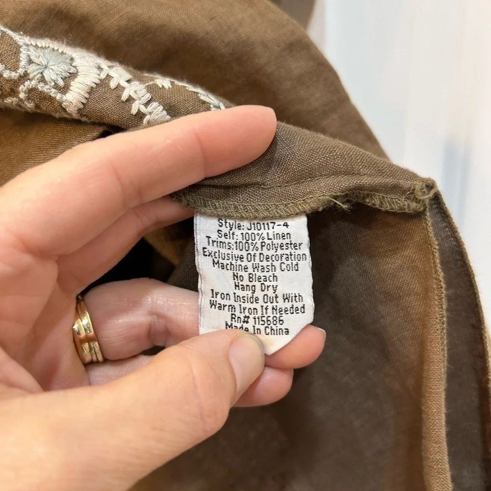 Johnny Was 100% Linen Heavily Embroidered Rustic Boho Tunic Top Sz s - Picture 12 of 12